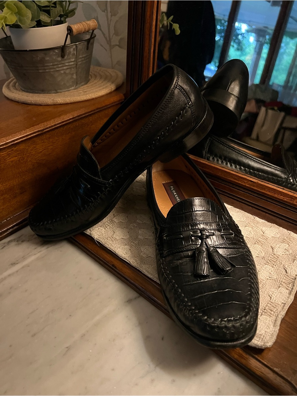 FLORSHEIM Classic Pisa Moc Toe Tassel Leather Loafer Dress Shoes Black Men's 11